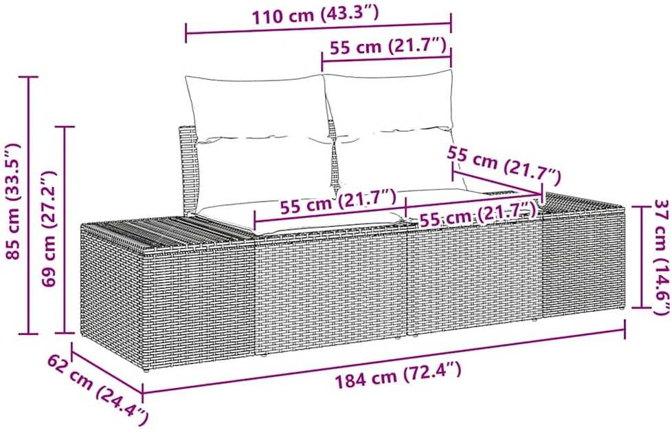 Lauko baldų komplektas Sodo Sofų Rinkinys 6 vnt. Pilka poliratanas