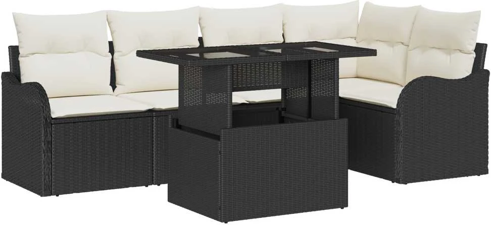 Valgomojo komplektas 6 vnt. Juoda Poli ratanas