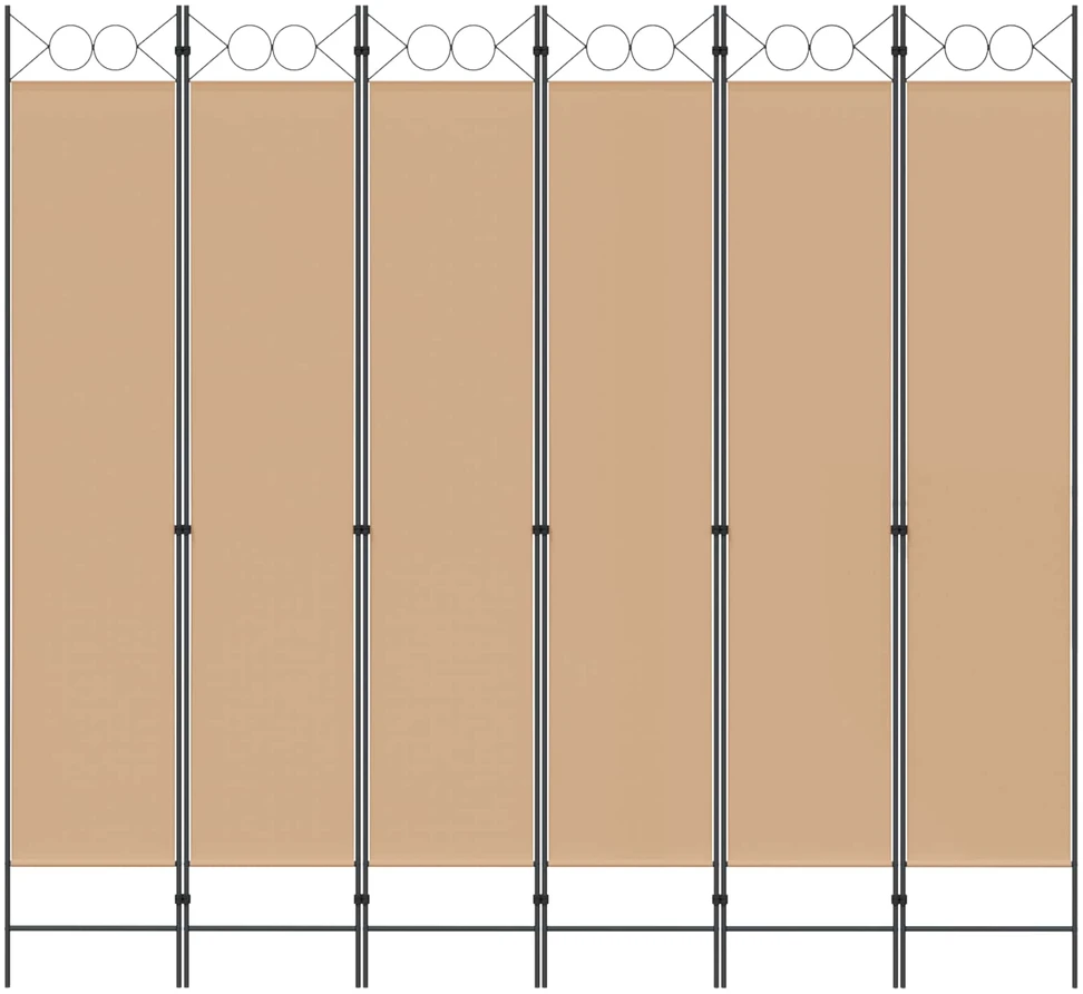 6-skydelio kambario pertvara Smėlio 240 x 220 cm Audinys
