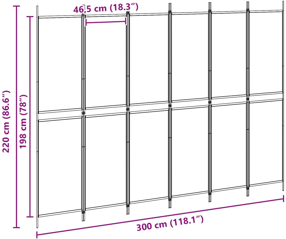 6-skydelio kambario pertvara Smėlio 300 x 220 cm Audinys