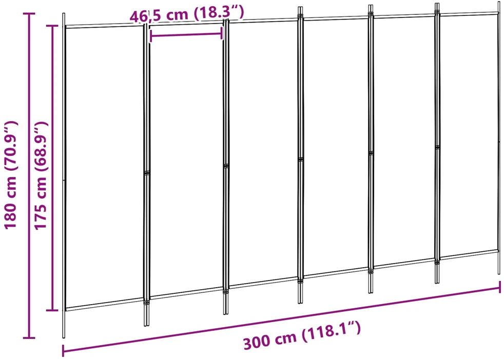 6-skydelio kambario pertvara Smėlio 300 x 180 cm Audinys