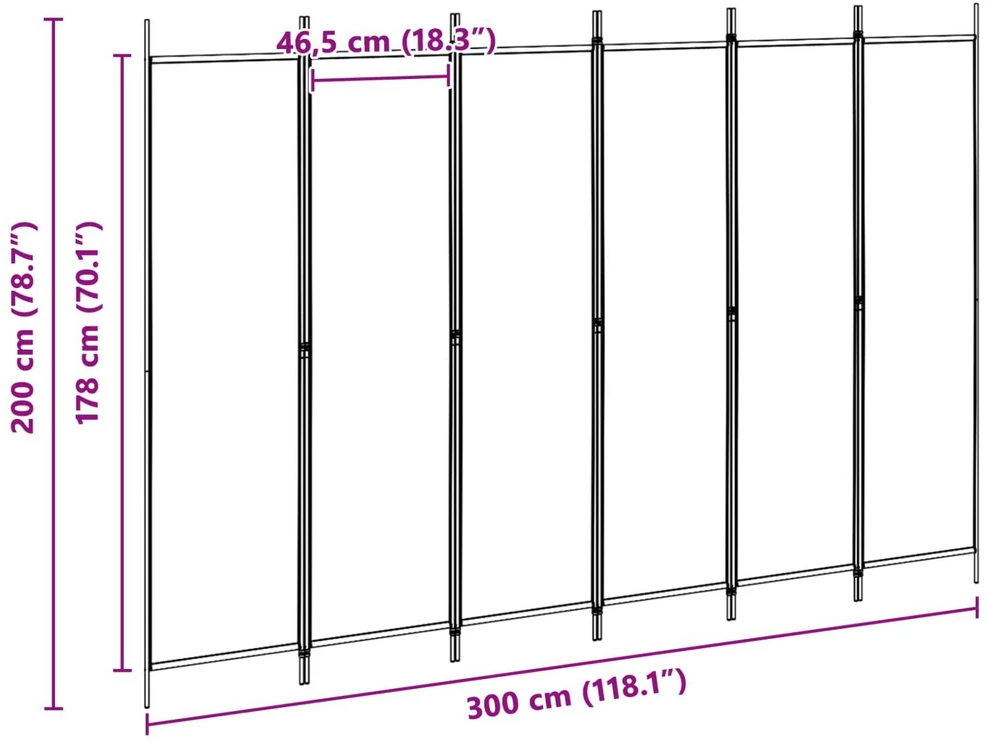 6-skydelio kambario pertvara Smėlio 300 x 200 cm Audinys