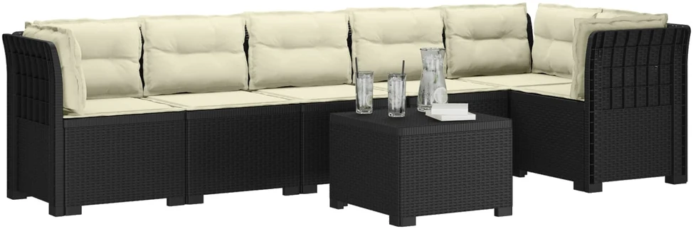 6-vietė Sodo Sofa Su Pagalvėlėmis Rataniniu Išvaizdu PP