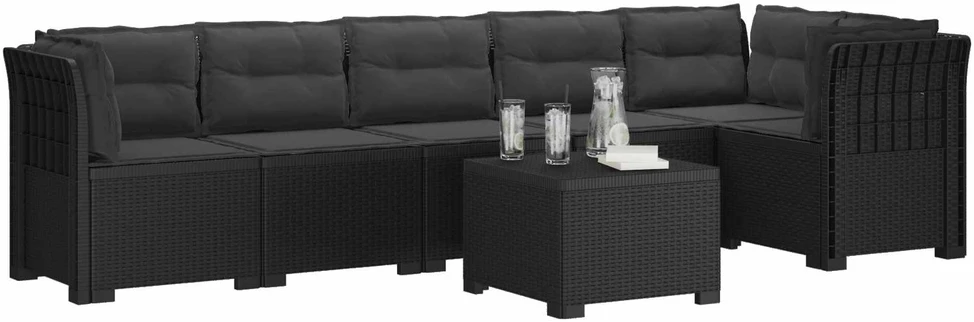 6-vietė Sodo Sofa Su Pagalvėlėmis Rataniniu Išvaizdu PP