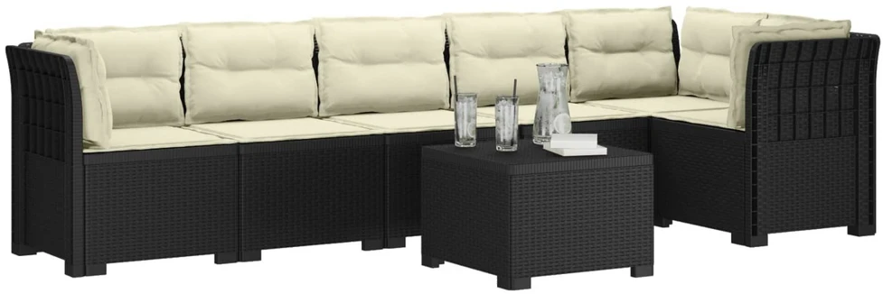6-vietė Sodo Sofa Su Pagalvėlėmis Rataniniu Išvaizdu PP