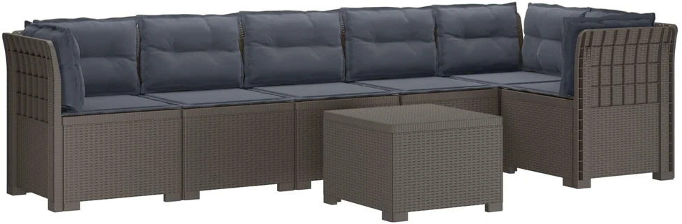 6-vietė Sodo Sofa Su Pagalvėlėmis Rataniniu Išvaizdu PP