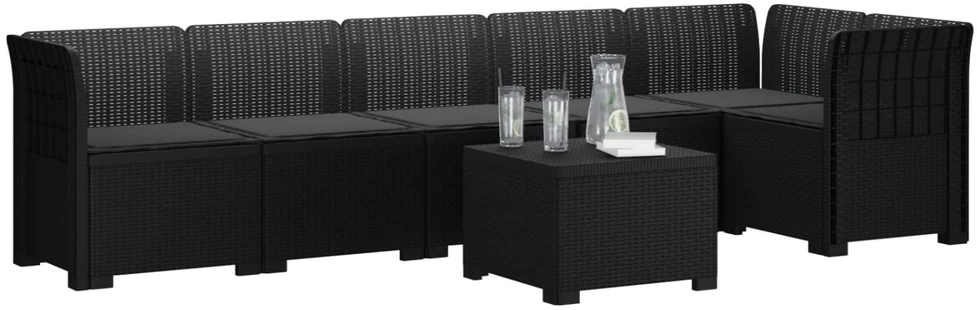 6-vietė Sodo Sofa Su Pagalvėlėmis Rataniniu Išvaizdu PP