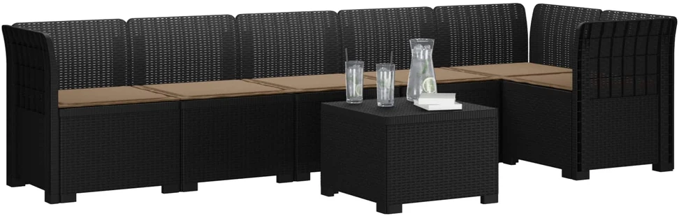 6-vietė Sodo Sofa Su Pagalvėlėmis Rataniniu Išvaizdu PP