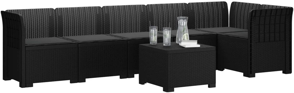 6-vietė Sodo Sofa Su Pagalvėlėmis Rataniniu Išvaizdu PP