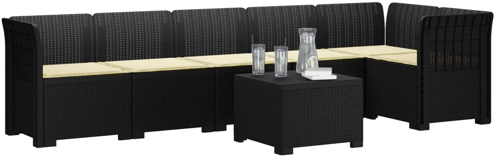 6-vietė Sodo Sofa Su Pagalvėlėmis Rataniniu Išvaizdu PP