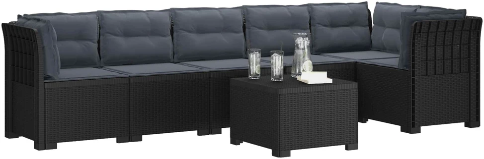 6-vietė Sodo Sofa Su Pagalvėlėmis Rataniniu Išvaizdu PP