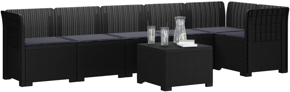 6-vietė Sodo Sofa Su Pagalvėlėmis Rataniniu Išvaizdu PP