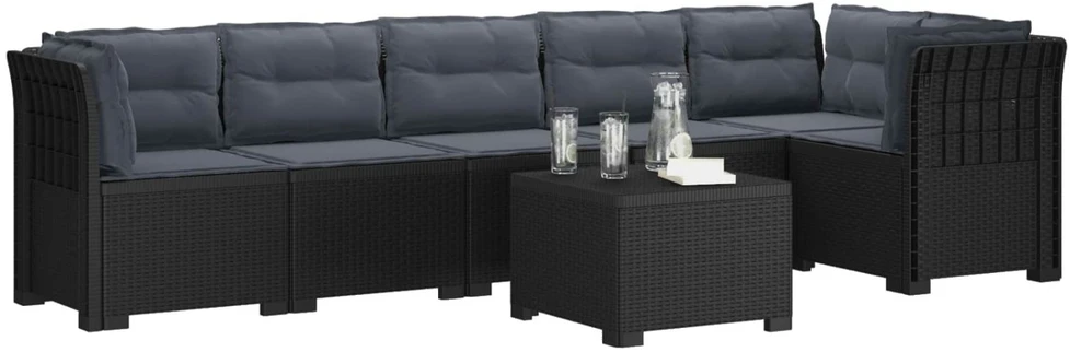 6-vietė Sodo Sofa Su Pagalvėlėmis Rataniniu Išvaizdu PP