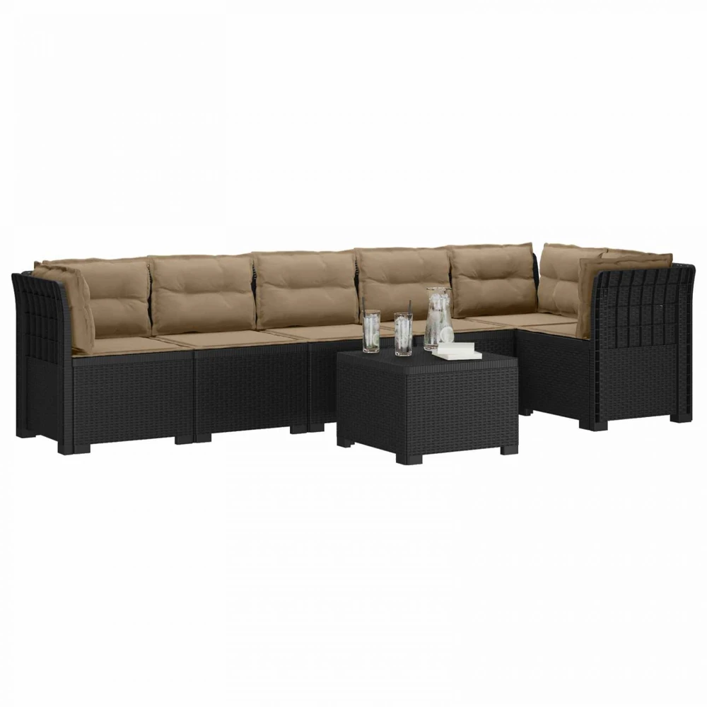 6-vietė Sodo Sofa Su Pagalvėlėmis Rataniniu Išvaizdu PP