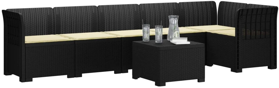 6-vietė Sodo Sofa Su Pagalvėlėmis Rataniniu Išvaizdu PP