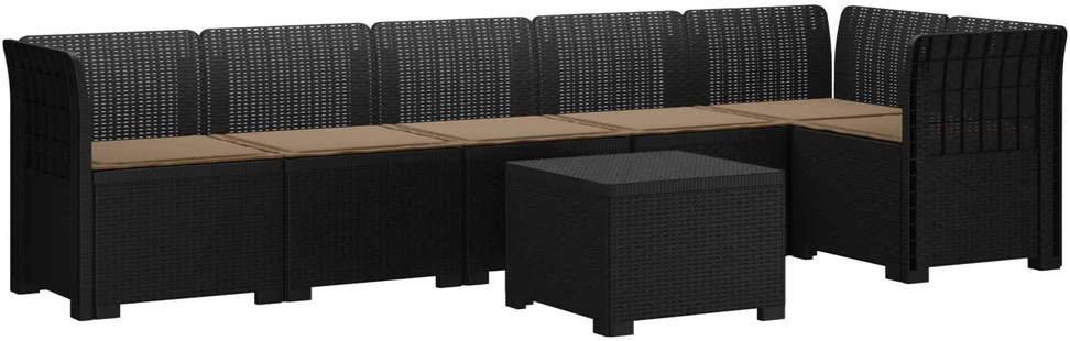 6-vietė Sodo Sofa Su Pagalvėlėmis Rataniniu Išvaizdu PP