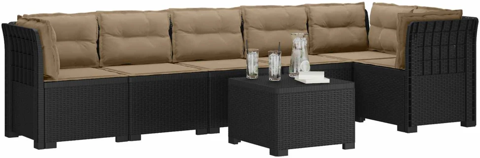 6-vietė Sodo Sofa Su Pagalvėlėmis Rataniniu Išvaizdu PP