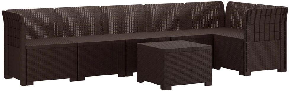 6-vietė Sodo Sofa Su Rataniniu Išvaizdu PP Ruda
