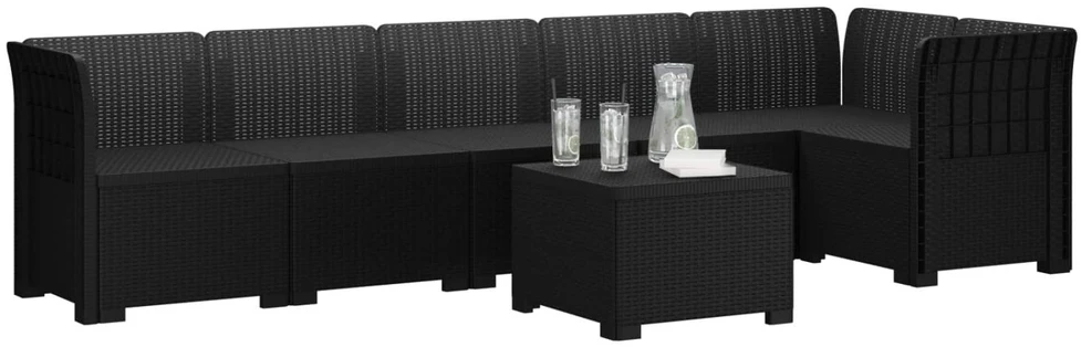 6-vietė Sodo Sofa Su Rataniniu Išvaizdu PP Antracito