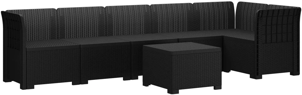 6-vietė Sodo Sofa Su Rataniniu Išvaizdu PP Antracito