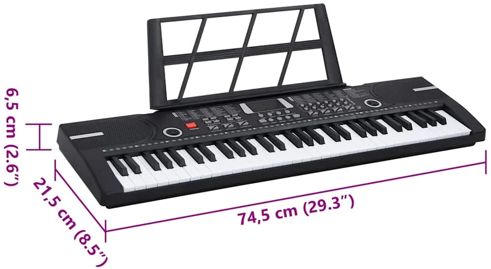 61 raktai fortepijoninė elektrinė klaviatūra su muzikiniu stovu