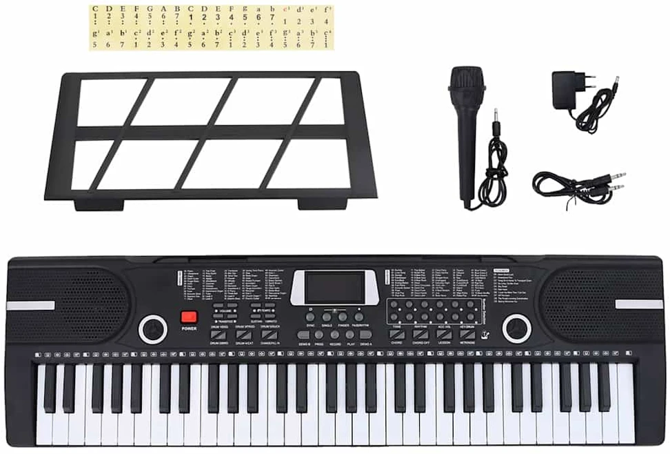 61 raktai fortepijoninė elektrinė klaviatūra su muzikiniu stovu