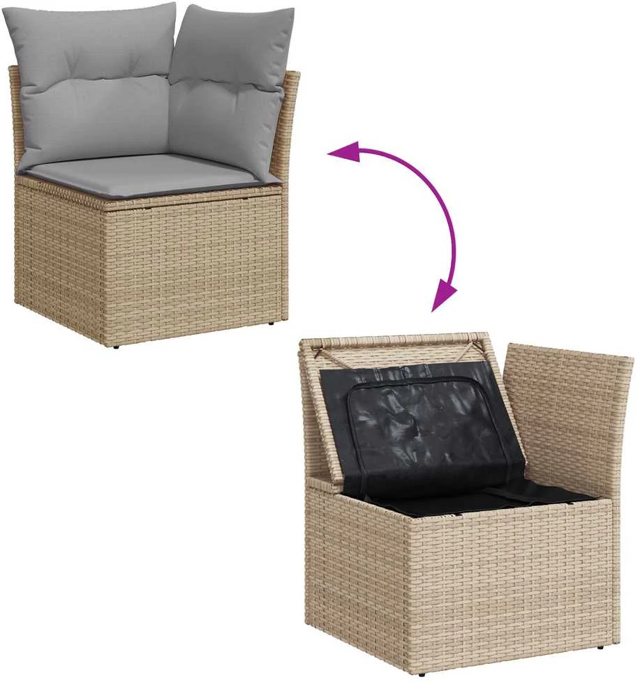 Lauko baldų komplektas Sodo Sofų Rinkinys 7 vnt. Bežinė ir šviesiai pilka poliratanas