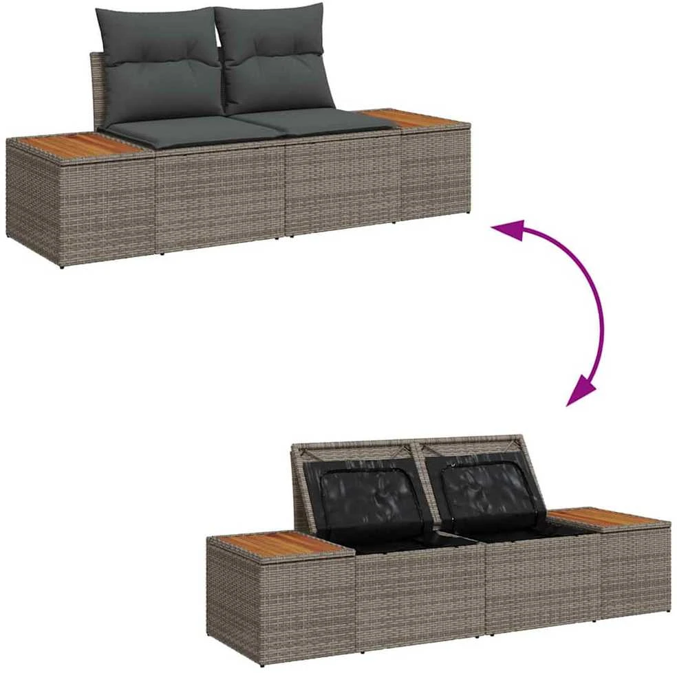 Lauko baldų komplektas Sodo Sofų Rinkinys 7 vnt. Pilka poliratanas