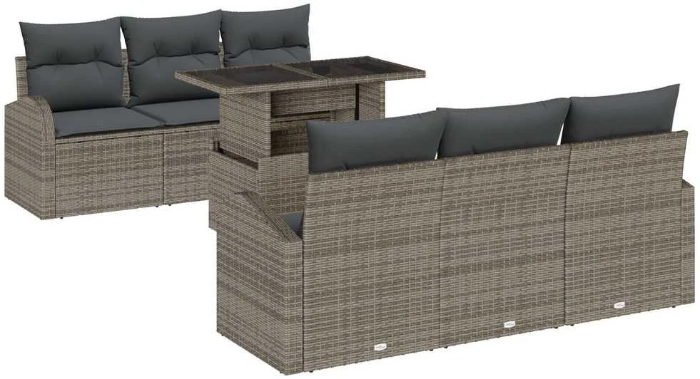 Lauko baldų komplektas Sodo Sofų Rinkinys 7 vnt. Pilka Poli ratanas