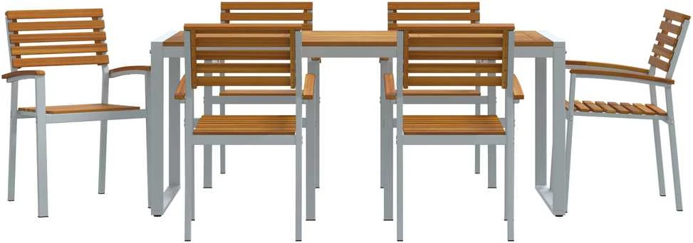 Lauko baldų komplektas Sodo valgomojo komplektas 7 vnt. Pilka Kietos akacijos mediena