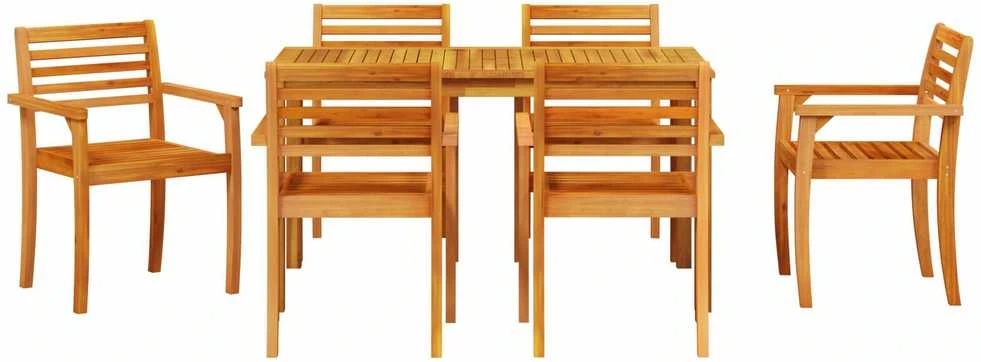 Lauko baldų komplektas Sodo valgomojo komplektas 7 vnt. Ruda Kietos akacijos mediena