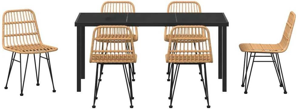 Lauko baldų komplektas Sodo valgomojo komplektas 7 vnt. Ruda