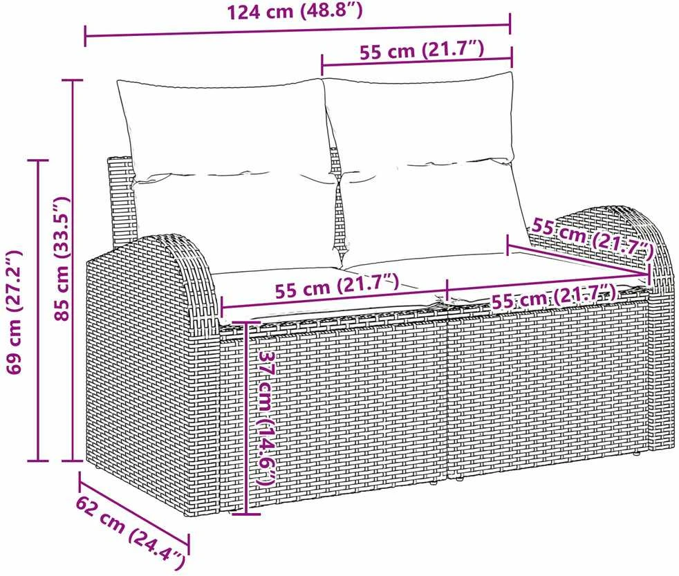 Sodo Sofų Rinkinys 7 vnt. Juoda ir kreminė