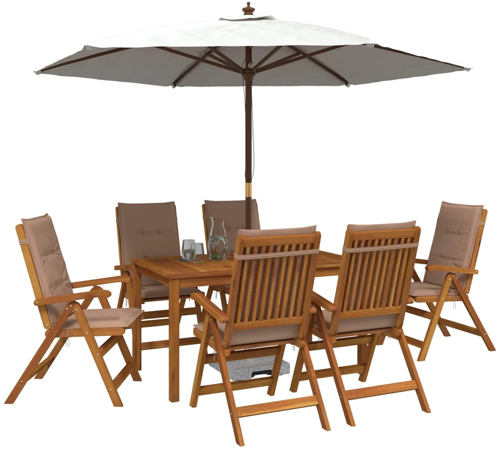 7-Piece Garden Dining Set Natūrali Kietos akacijos mediena