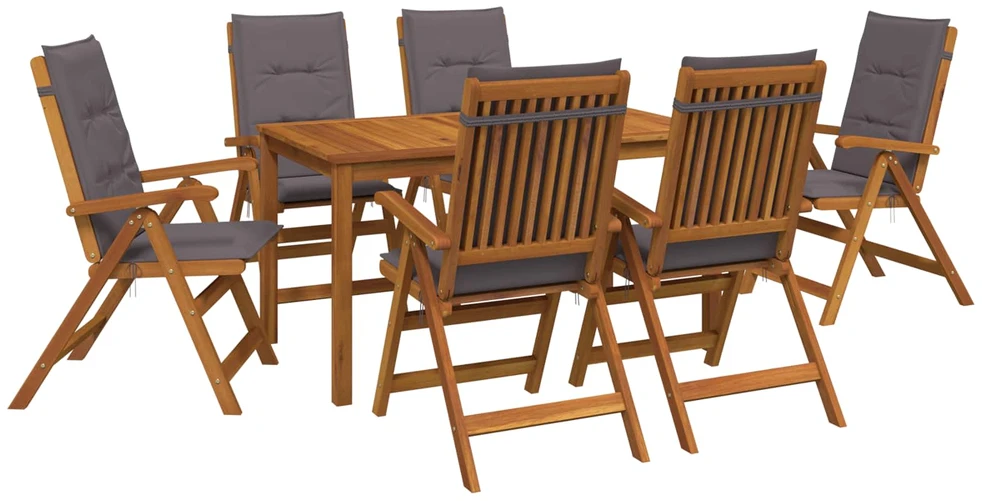 7-Piece Garden Dining Set Natūrali Kietos akacijos mediena