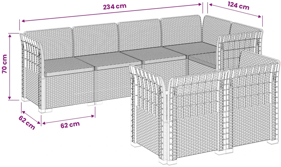 7-Vietis Sodo Sofa Ratanas PP Antracito