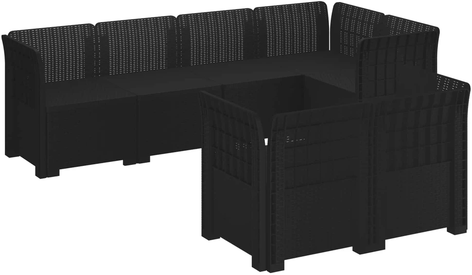 7-Vietis Sodo Sofa Ratanas PP Antracito