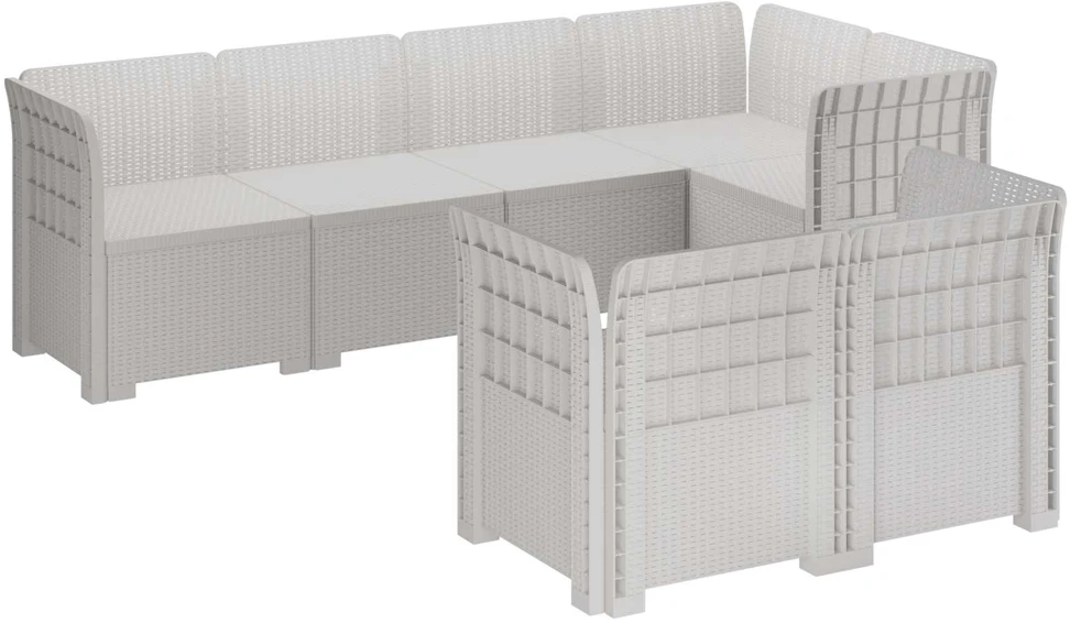 7-Vietis Sodo Sofa Ratanas PP Balta