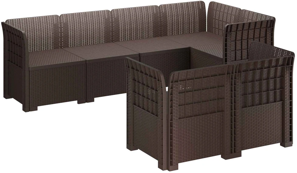 7-Vietis Sodo Sofa Ratanas PP Ruda