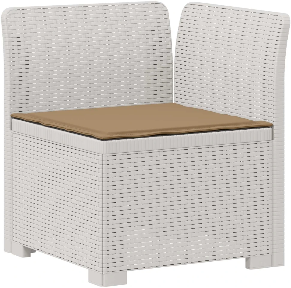 7-Vietis Sodo Sofa su Pagalvėlėmis Ratanas PP Balta