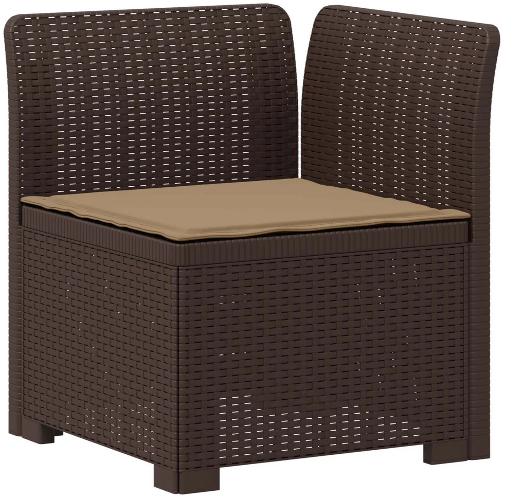 7-Vietis Sodo Sofa su Pagalvėlėmis Ratanas PP Ruda