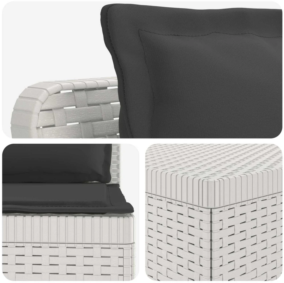 7-Vietis Sodo Sofa su Pagalvėlėmis Ratanas PP Balta