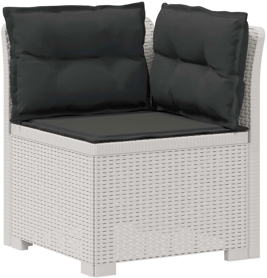 7-Vietis Sodo Sofa su Pagalvėlėmis Ratanas PP Balta