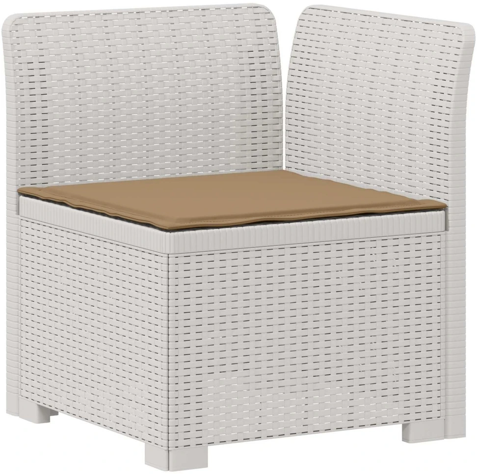 7-Vietis Sodo Sofa su Pagalvėlėmis Ratanas PP Balta