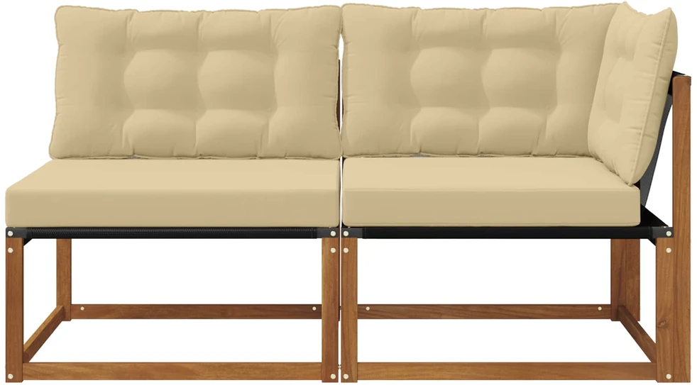 7 vnt. Lauko vidurinė ir kampinė sofa Kietos akacijos mediena