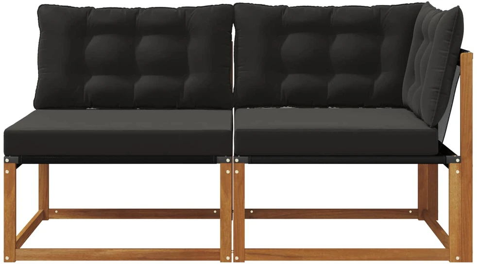 7 vnt. Lauko vidurinė ir kampinė sofa Kietos akacijos mediena