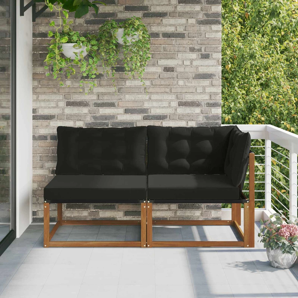 7 vnt. Lauko vidurinė ir kampinė sofa Kietos akacijos mediena