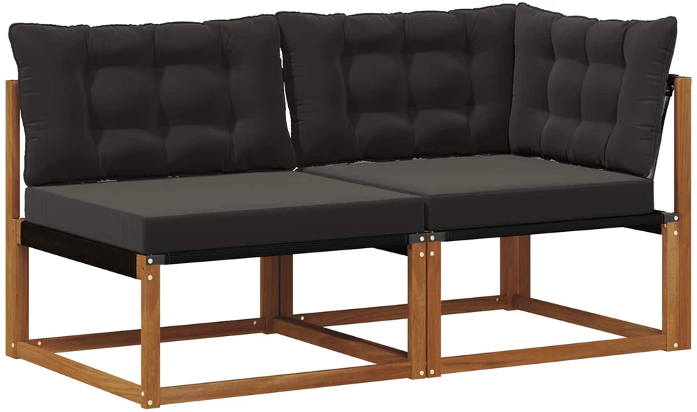 7 vnt. Lauko vidurinė ir kampinė sofa Kietos akacijos mediena