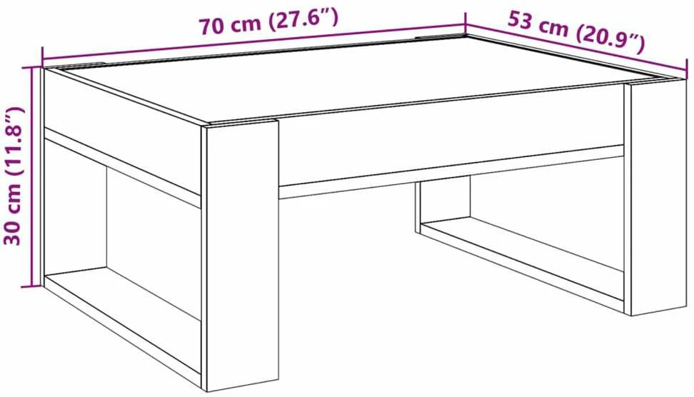 Kavos staliukas su Infinity LED lemputėmis, baltas, 70x53x30cm