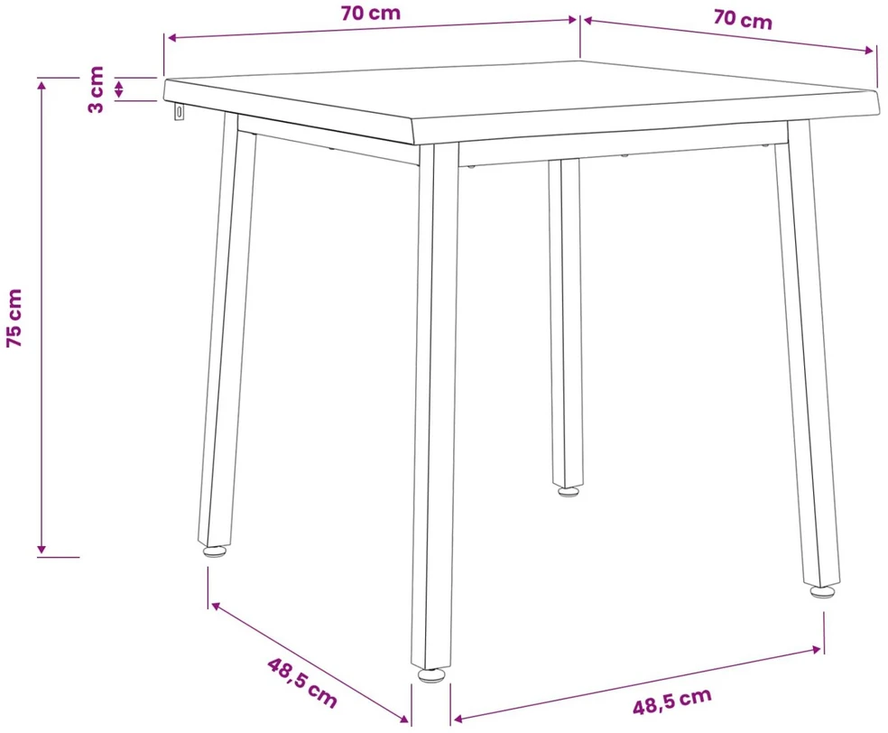 70 x 70 x 75 cm Kietos akacijos mediena Tamsiai ruda ir balta.